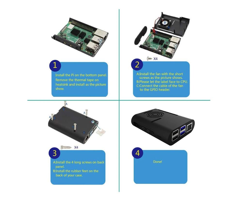 Caja Raspberry Pi 4 Carcasa Metálica Para Raspberry Pi 4 Con Ventilador, Para Ra | Cuotas Raspberry Pi 4 Case